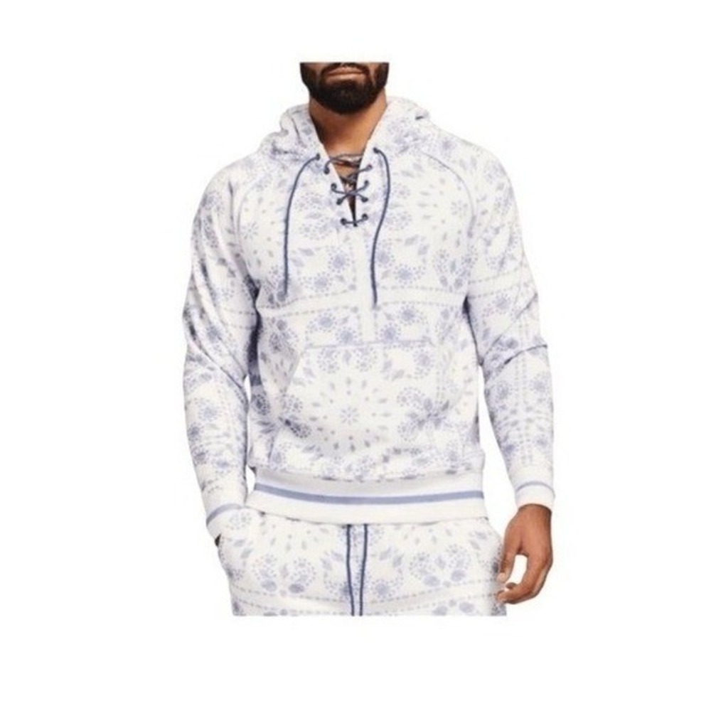 SER.O.YA‎ Foster Bandana Seashell Print Hoodie Sweatshirt  Lace-Up M